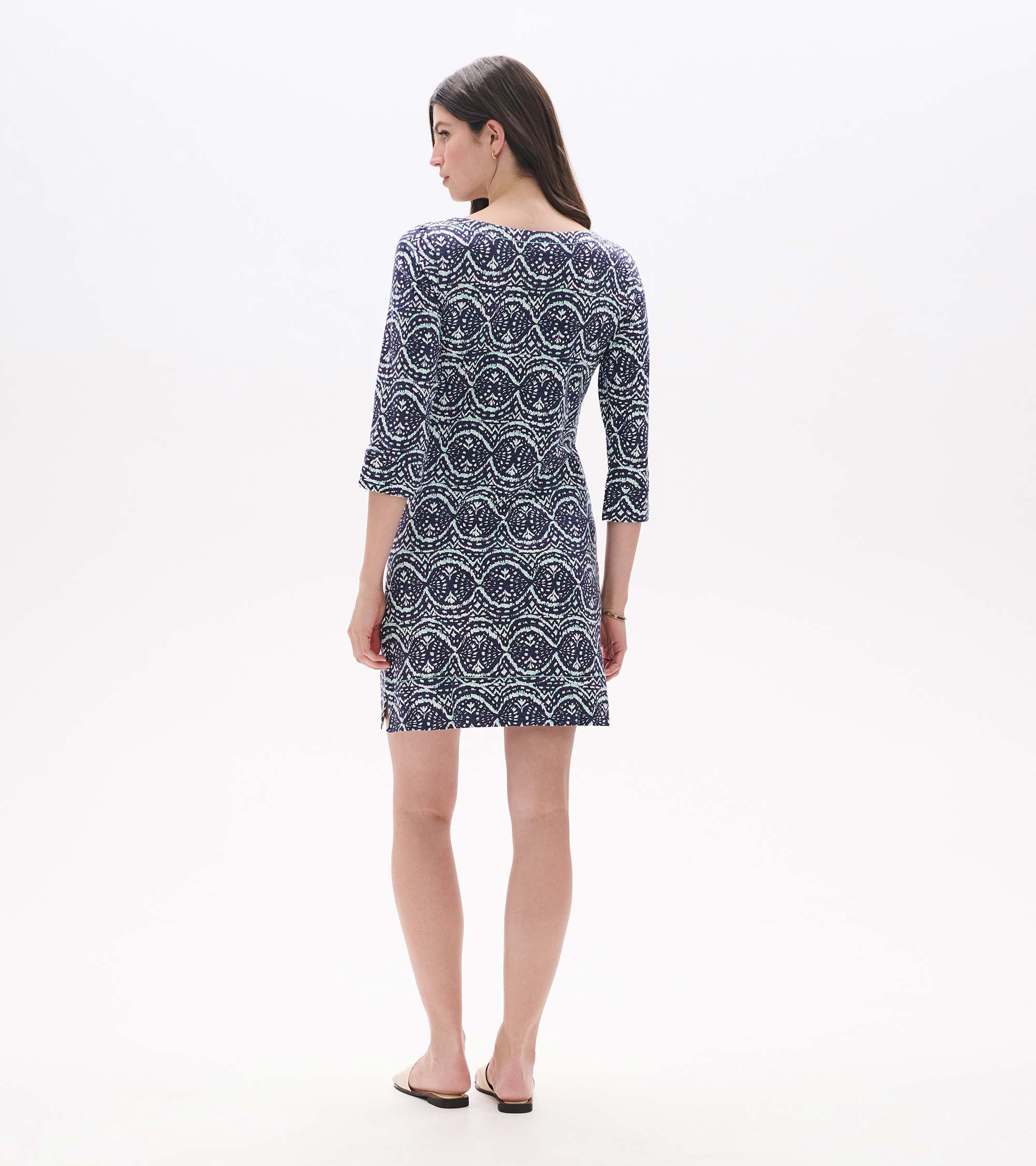 Lily Notch Neck Dress - Soft Ikat
