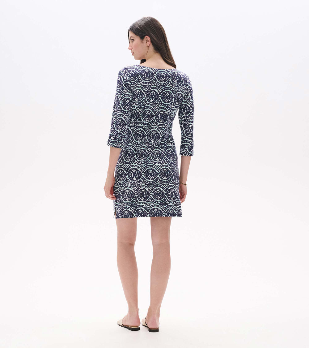 Lily Notch Neck Dress - Soft Ikat