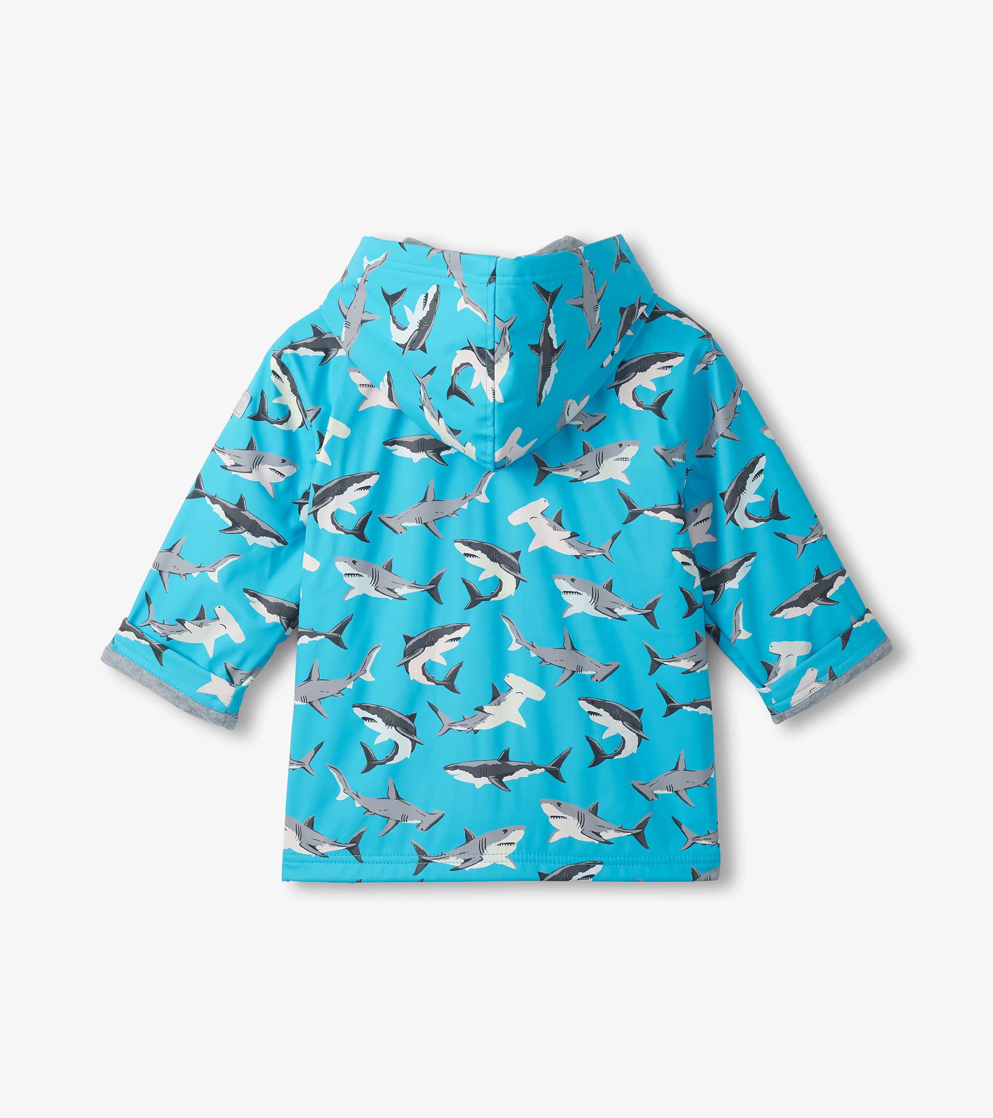 Boys Color Changing Shark Party Zip-Up Rain Jacket