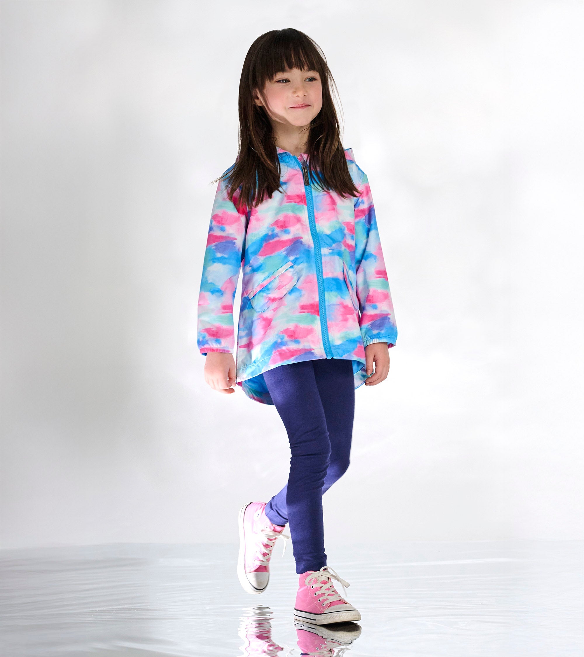Girls Sunset Tie Dye Microfiber Rain Jacket