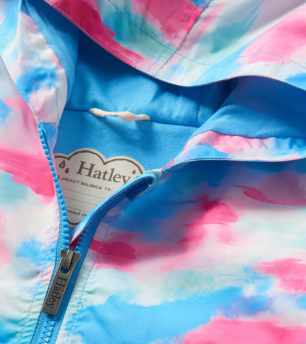 Girls Sunset Tie Dye Microfiber Rain Jacket