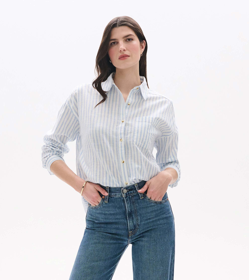 Relaxed Button Down - Cashmere Blue Stripes
