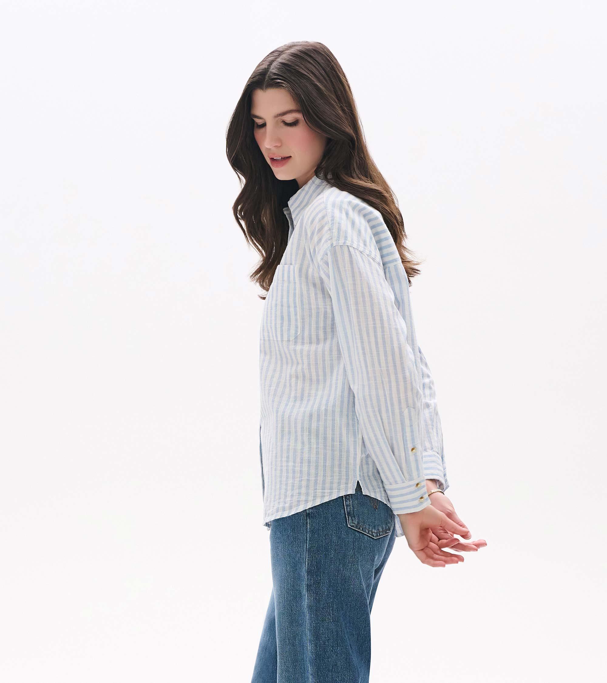 Relaxed Button Down - Cashmere Blue Stripes