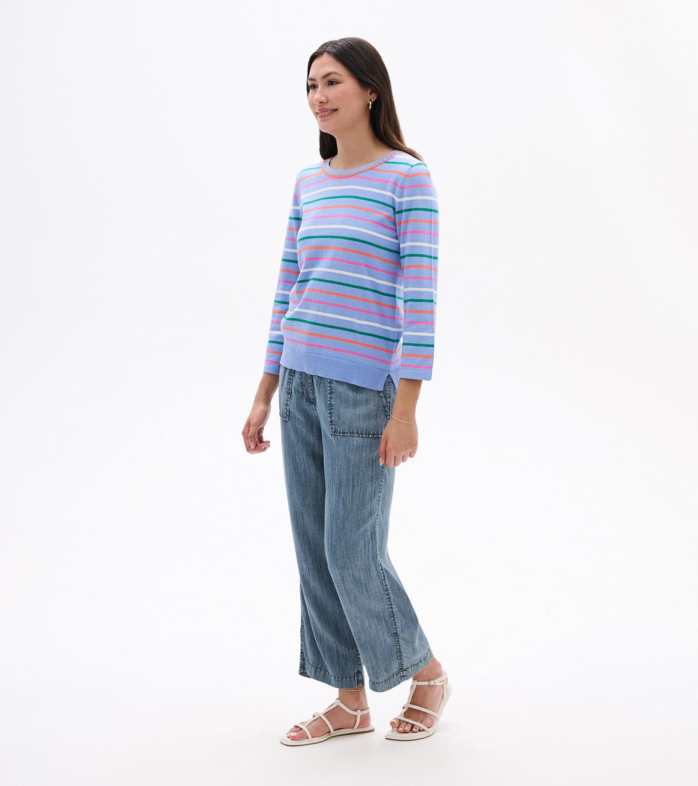 3/4 Sleeve Knit Top - Summer Stripes