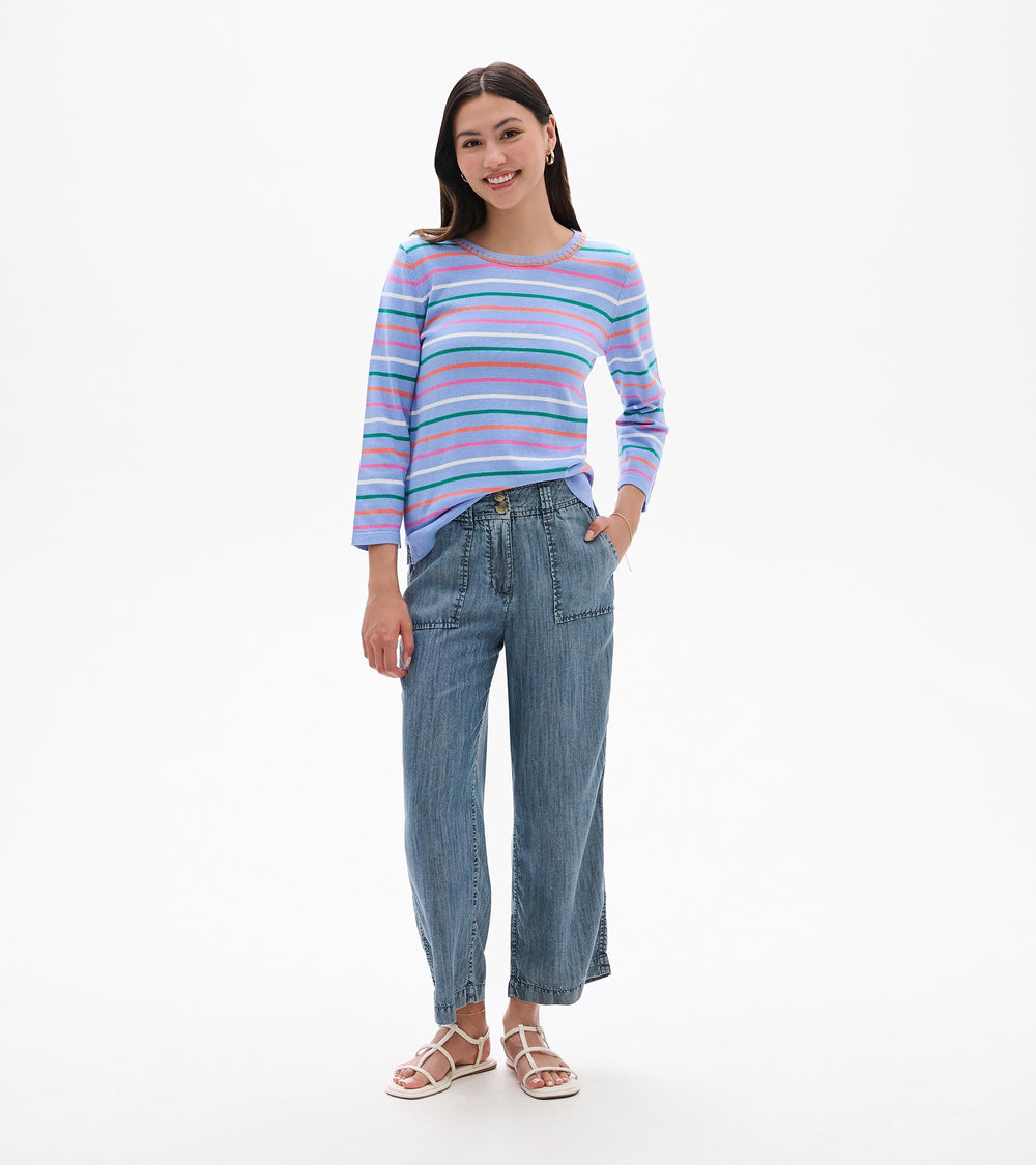 3/4 Sleeve Knit Top - Summer Stripes
