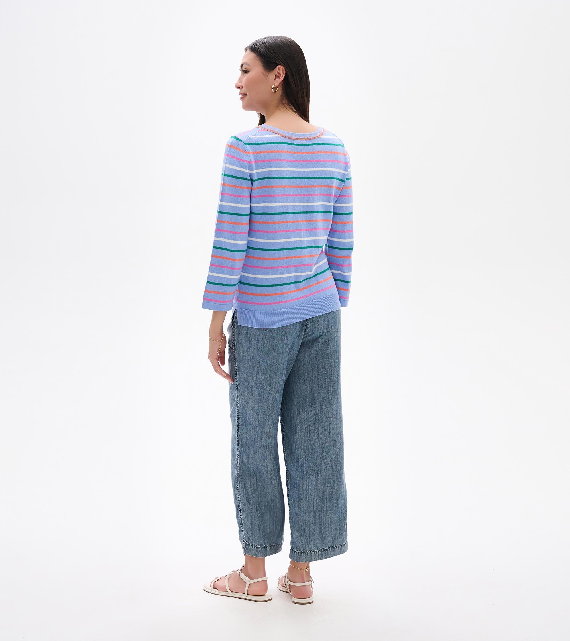 3/4 Sleeve Knit Top - Summer Stripes