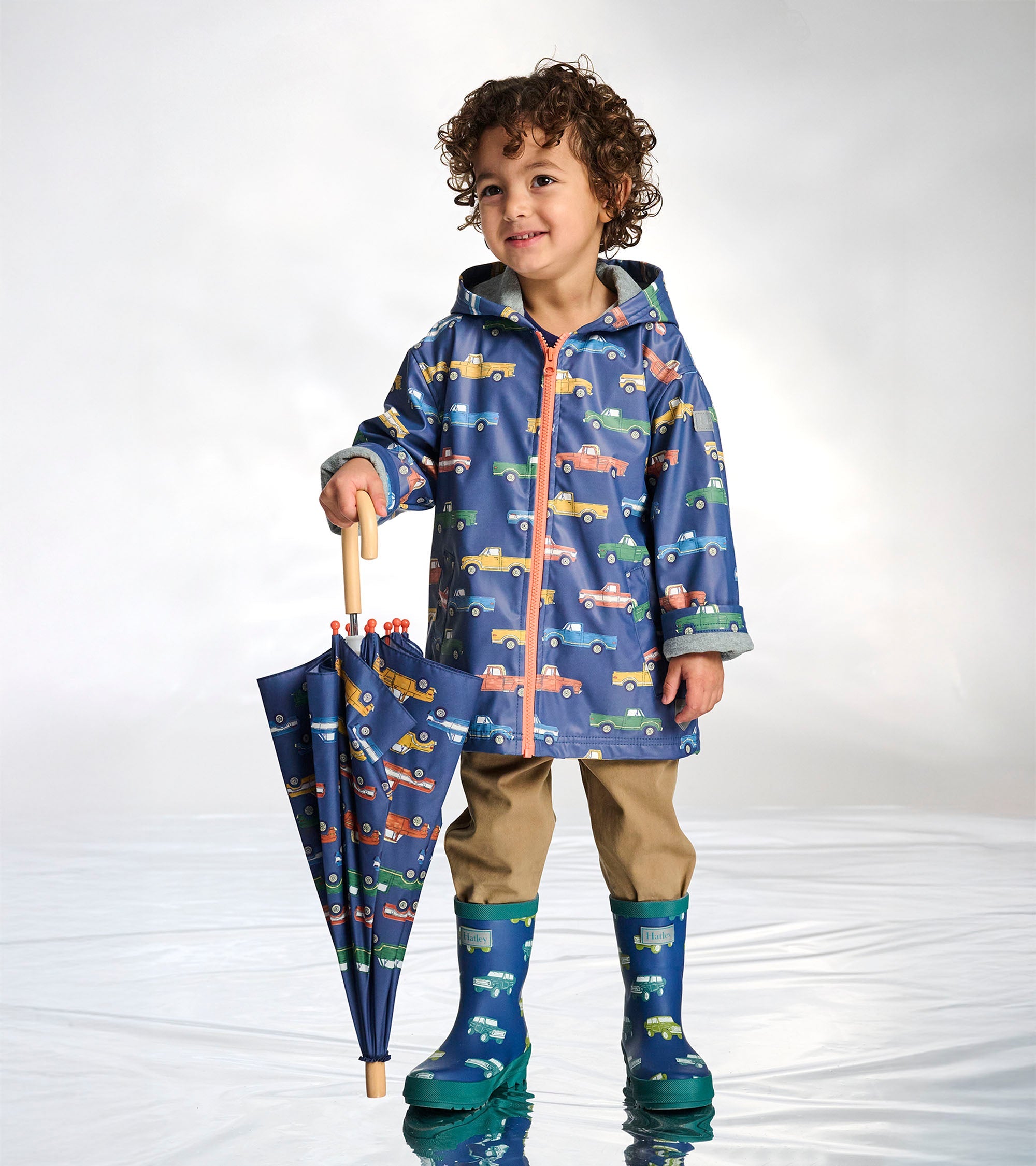Boys Trucks Zip-Up Rain Jacket