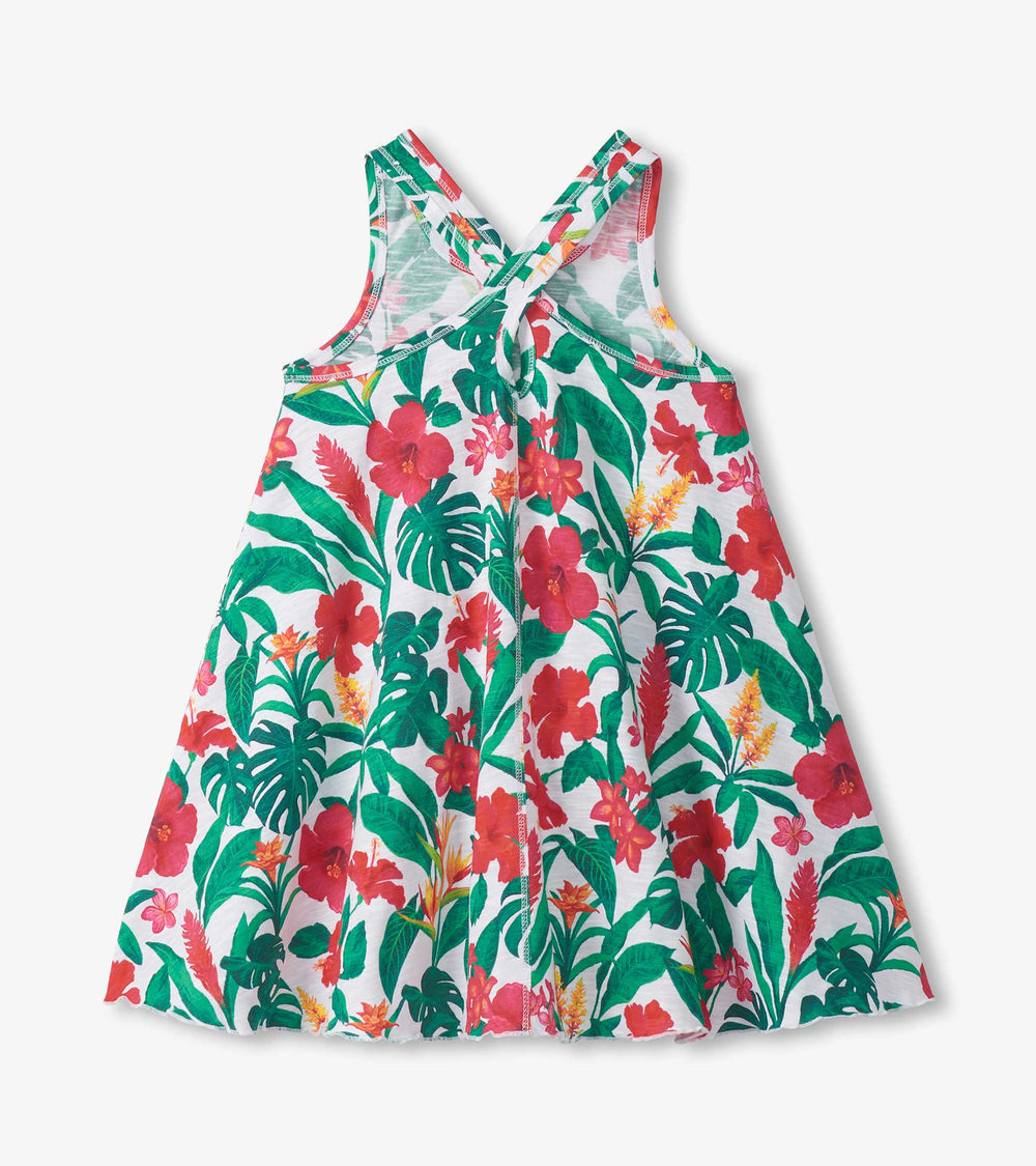 Girls Tropical Flowers Trapeze Dress