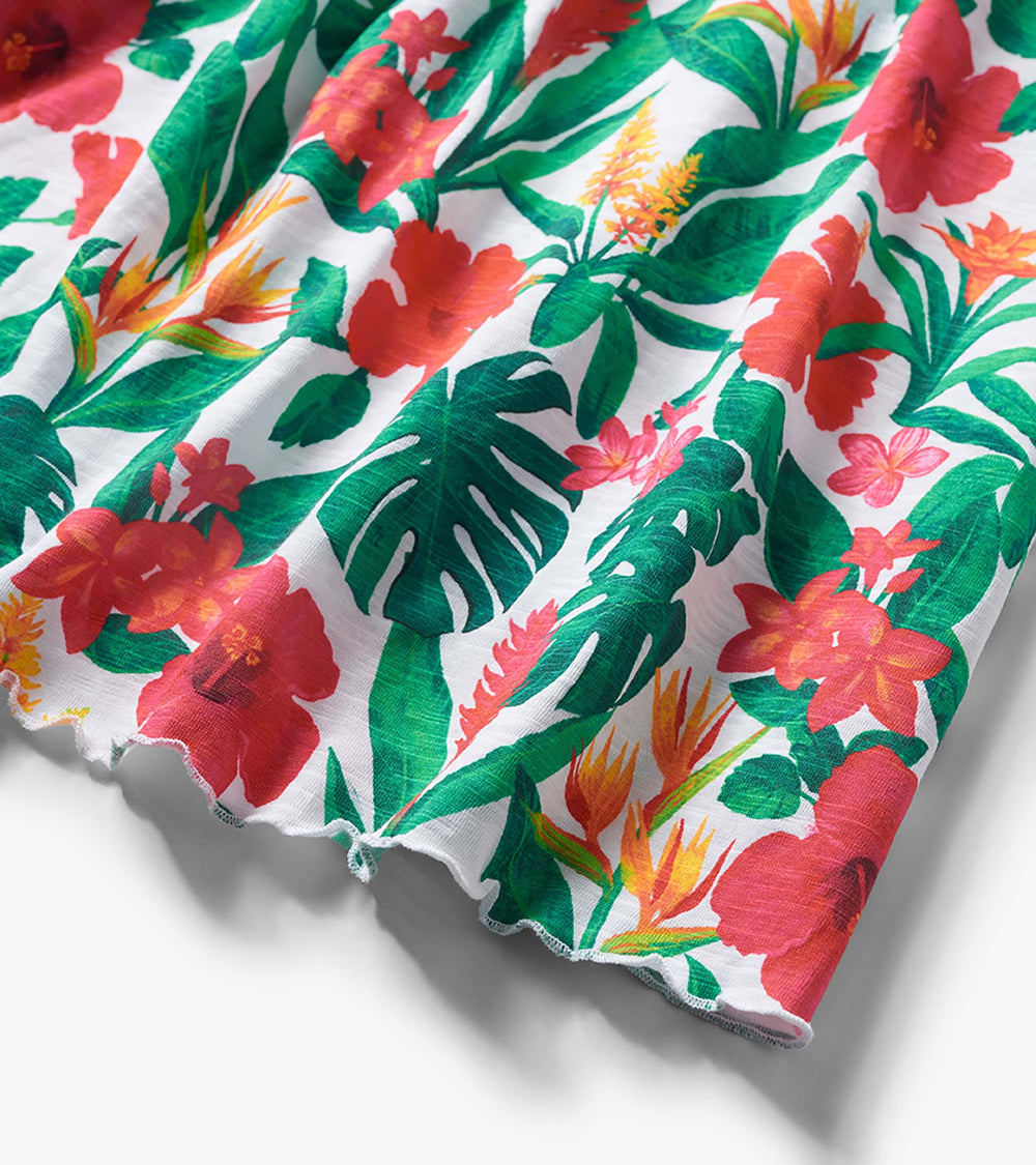 Girls Tropical Flowers Trapeze Dress