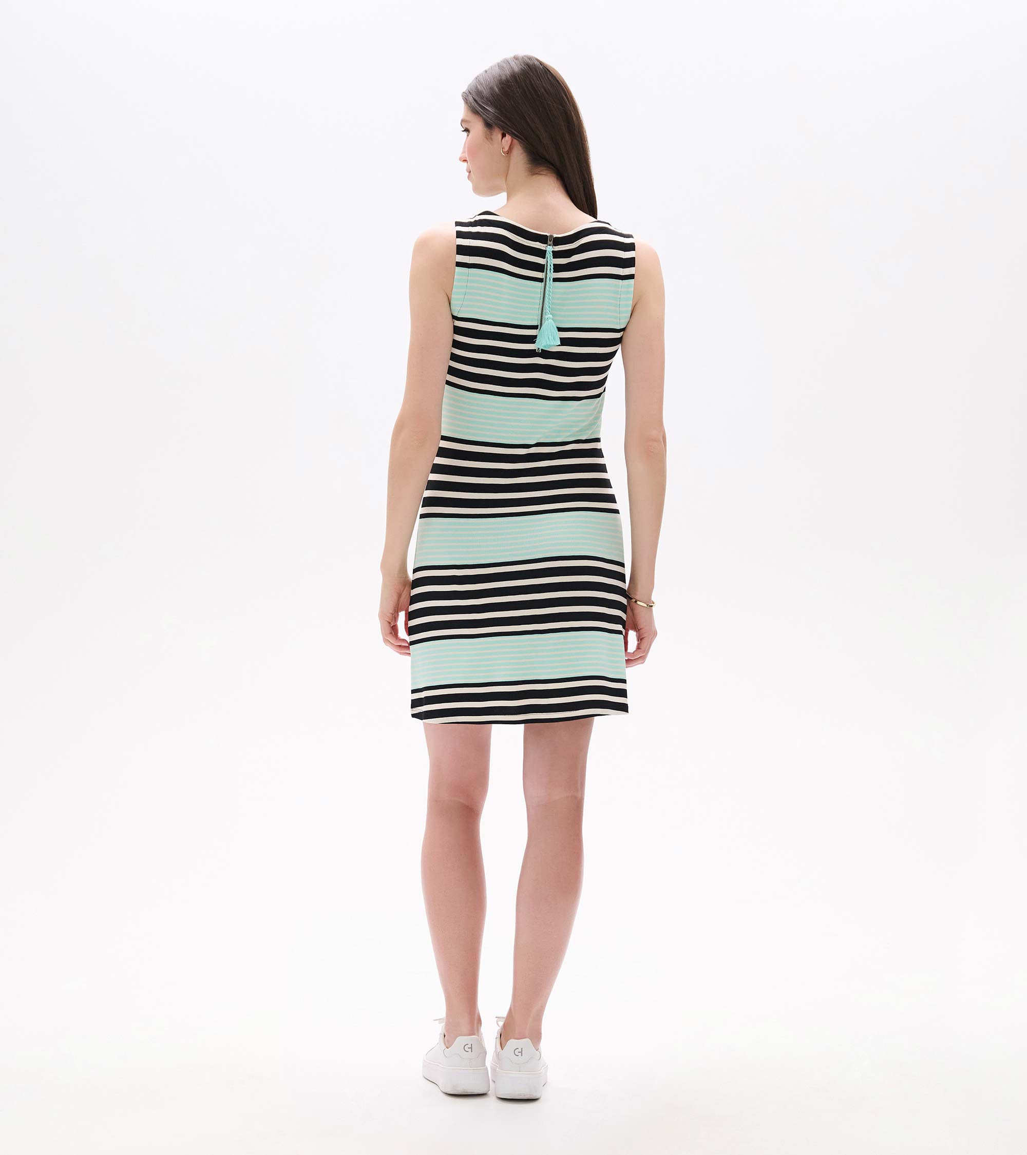 Sofia Dress - Black Colorblock Stripes