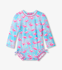 Baby Girls Flamingos One-Piece Rashguard Swimsuit