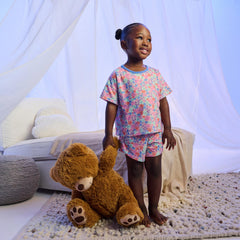 Girls Whimsical Flowers Short Sleep Set