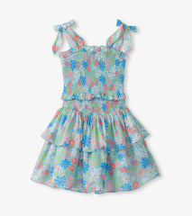 Girls Whimsical Flowers Smocked Angel Dress