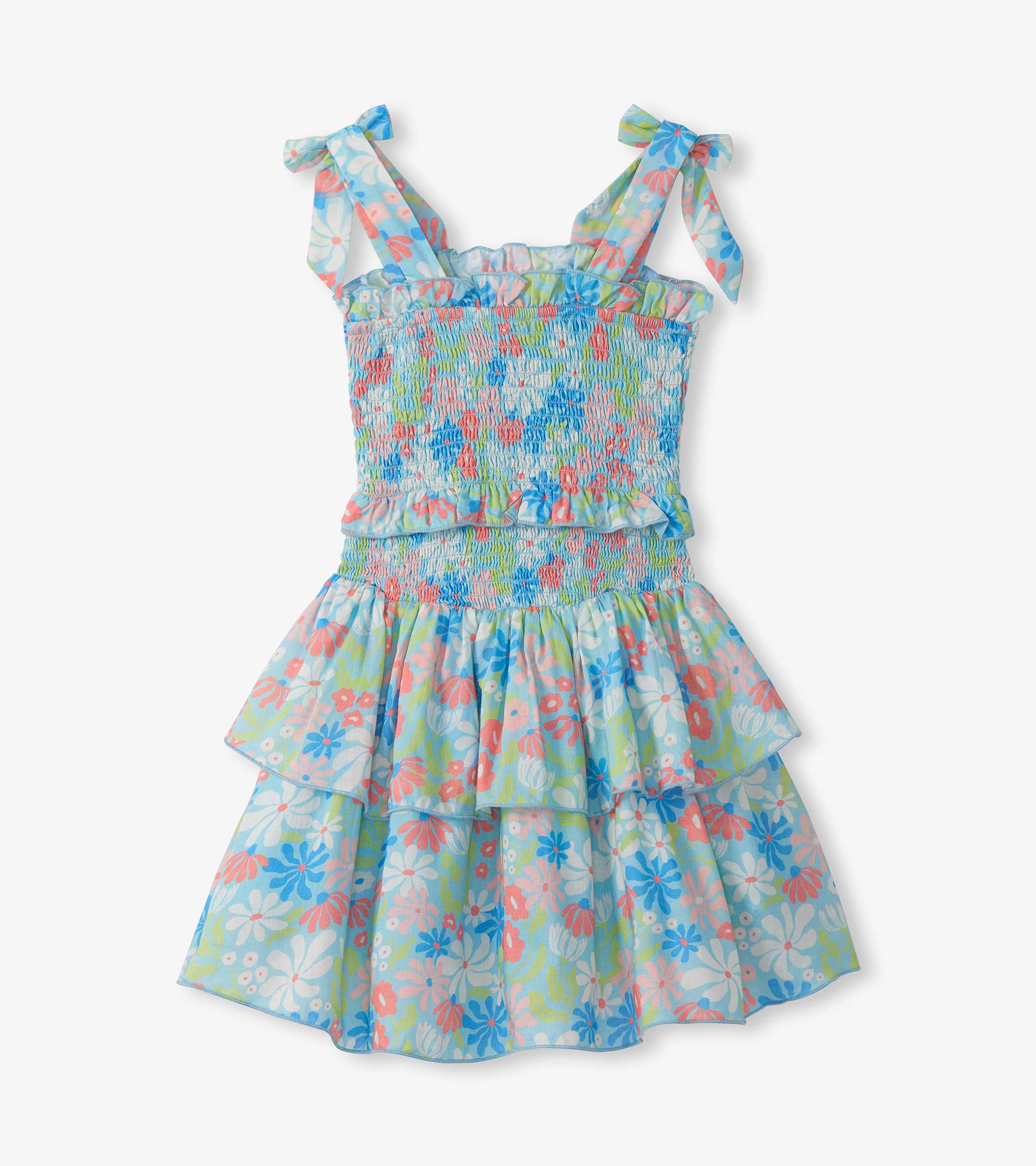 Girls Whimsical Flowers Smocked Angel Dress