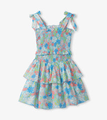 Girls Whimsical Flowers Smocked Angel Dress