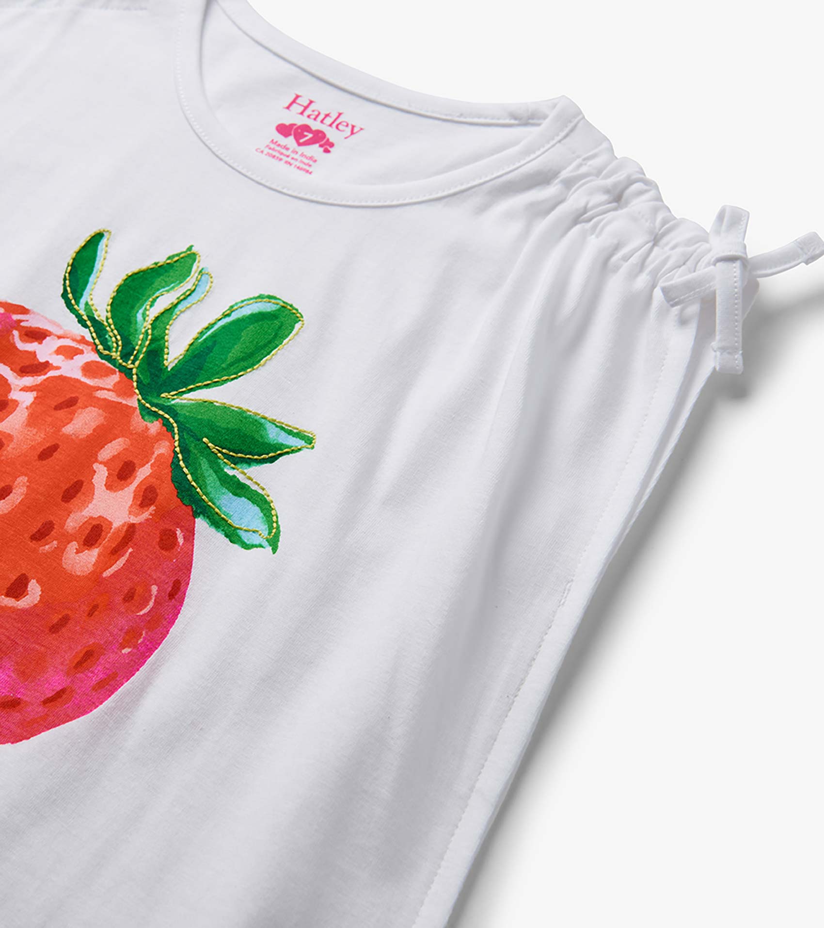 Girls Strawberry Cinched Shoulder Top