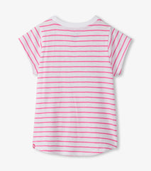 Girls Radiant Flower Striped Tie Front T-Shirt