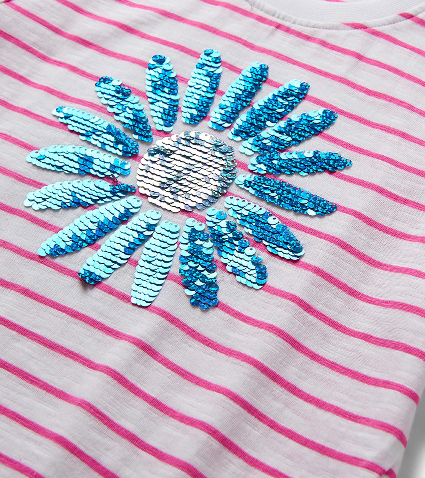 Girls Radiant Flower Striped Tie Front T-Shirt