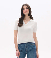 Johnny Collar Top - White