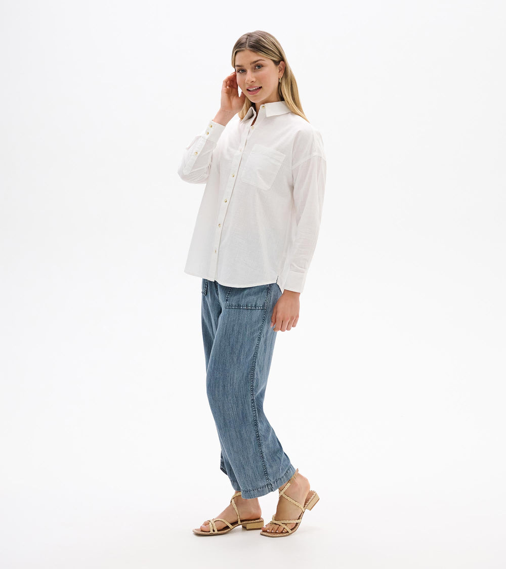 Relaxed Button Down - White