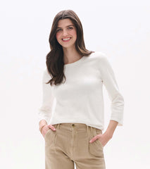 3/4 Sleeve Knit Top - White