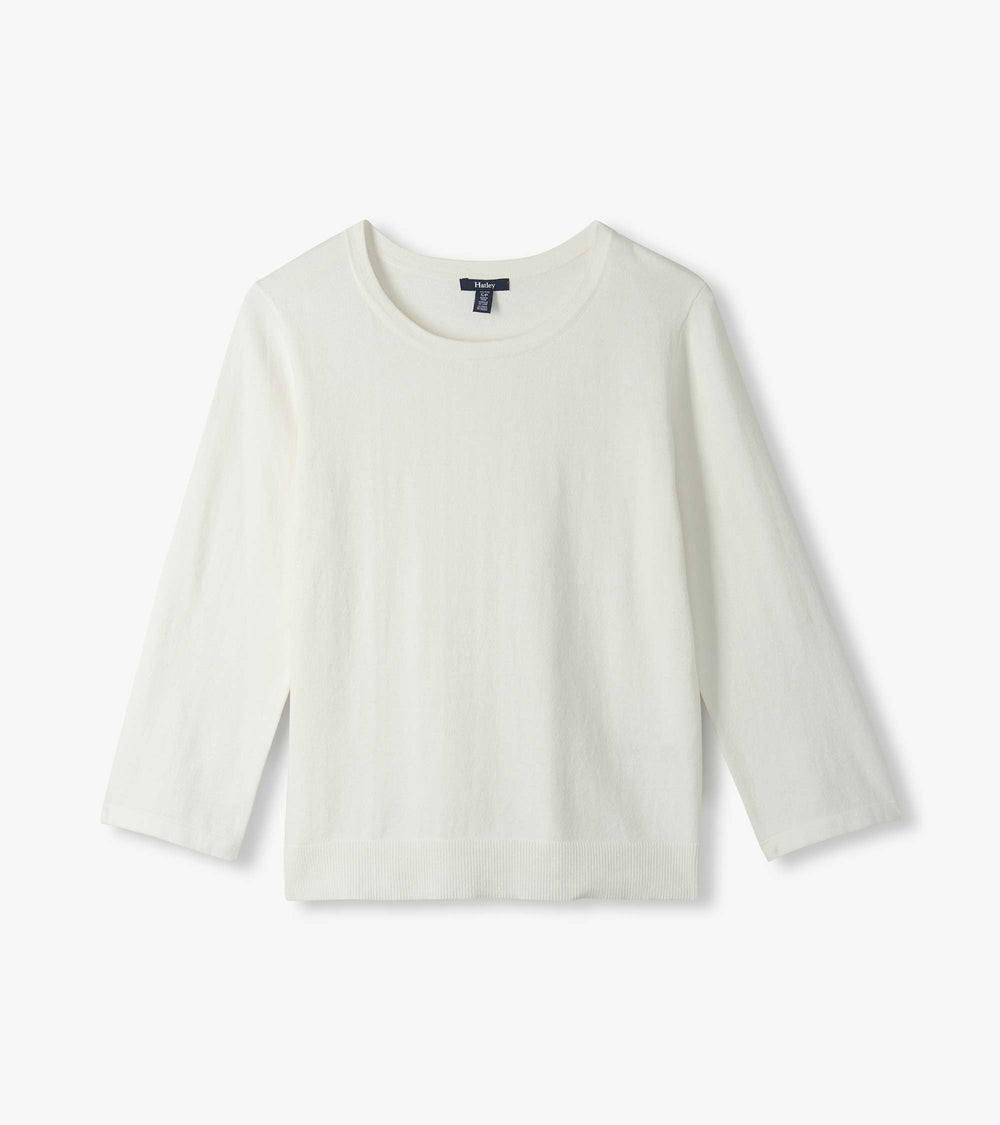 3/4 Sleeve Knit Top - White