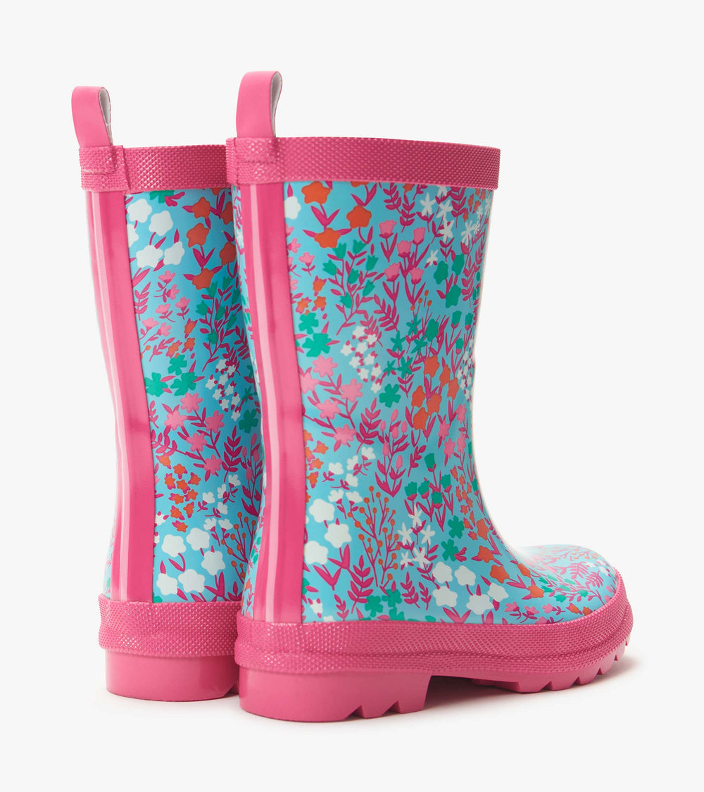 Girls Wildflowers Shiny Rain Boots