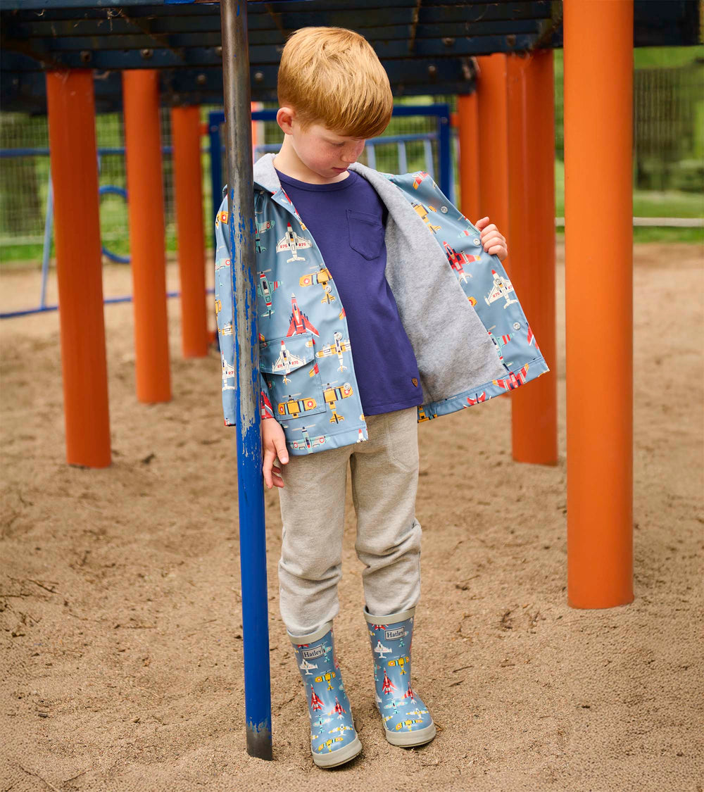 Boys Airplanes Shiny Rain Boots