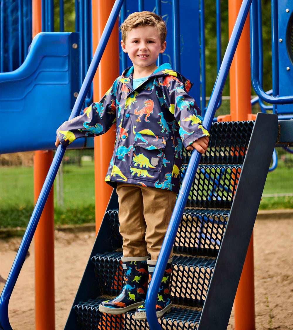 Boys Neon Dinos Rain Jacket